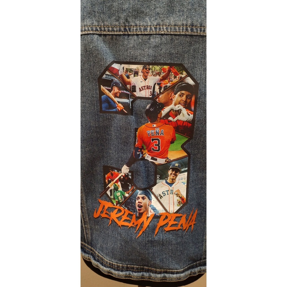 Houston Astros Adult Plus Size X Denim Baseball Jean Jacket MLB Jeremy Pena B17 - Picture 7 of 8